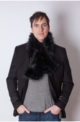 Black raccoon fur scarf - unisex